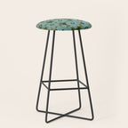 Modern Floral - Turquoise, Green and Pink Stool Gallery Image 1