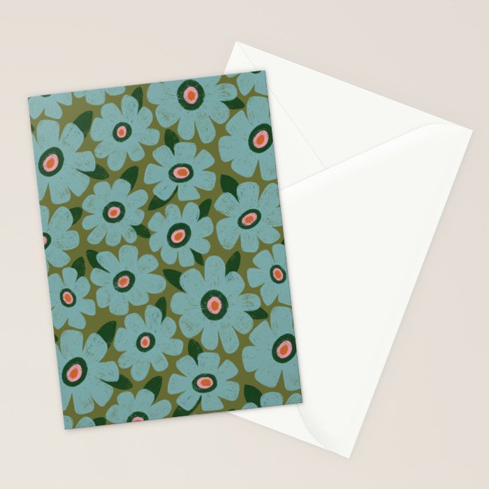 Modern Floral - Turquoise, Green and Pink Stationery Card Gallery Image 2