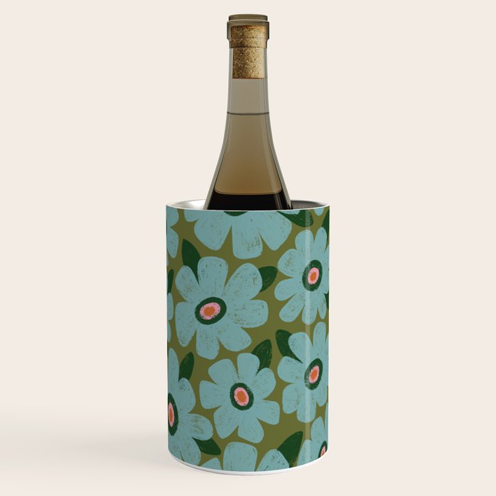 Modern Floral - Turquoise, Green and Pink Wine Chiller Gallery Image 2