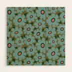 Modern Floral - Turquoise, Green and Pink Wood Wall Art Gallery Image 1