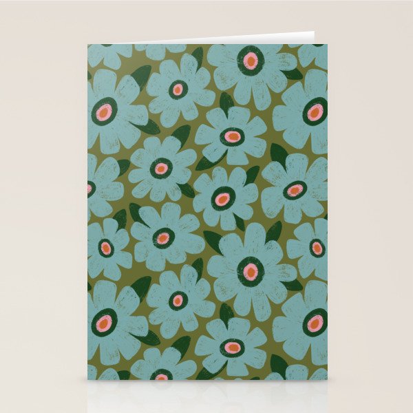 Modern Floral - Turquoise, Green and Pink Stationery Card Gallery Image 1
