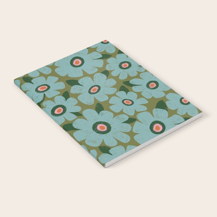 Modern Floral - Turquoise, Green and Pink Notebook Gallery Image 1
