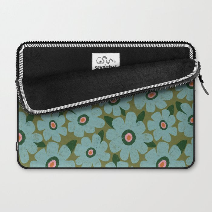 Modern Floral - Turquoise, Green and Pink Laptop Sleeve Gallery Image 2