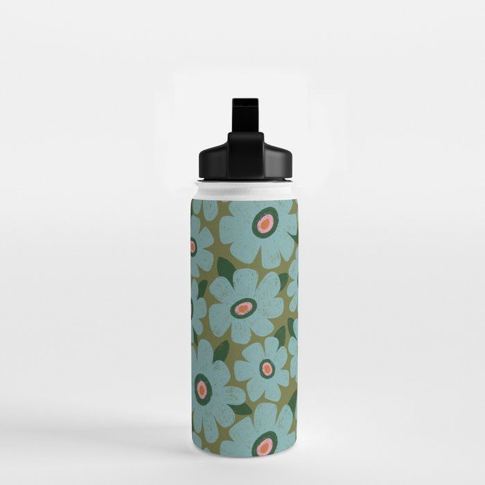Modern Floral - Turquoise, Green and Pink Water Bottle Gallery Image 2
