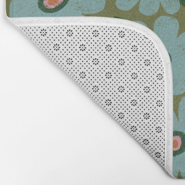 Modern Floral - Turquoise, Green and Pink Bath Mat Gallery Image 2