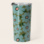 Modern Floral - Turquoise, Green and Pink Travel Mug Gallery Image 3
