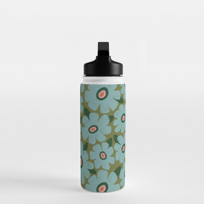 Modern Floral - Turquoise, Green and Pink Water Bottle Gallery Image 3
