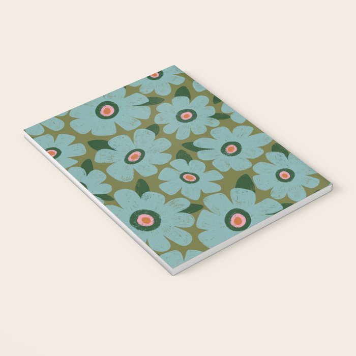 Modern Floral - Turquoise, Green and Pink Notebook Gallery Image 3