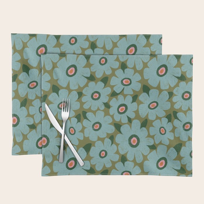 Modern Floral - Turquoise, Green and Pink Placemat Gallery Image 1