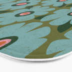 Modern Floral - Turquoise, Green and Pink Bath Mat Gallery Image 3