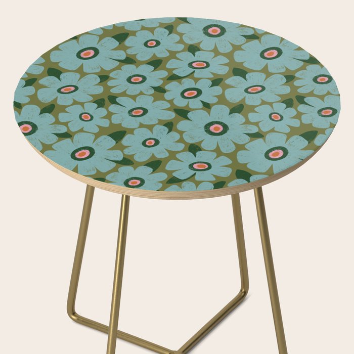 Modern Floral - Turquoise, Green and Pink Side Table Gallery Image 2