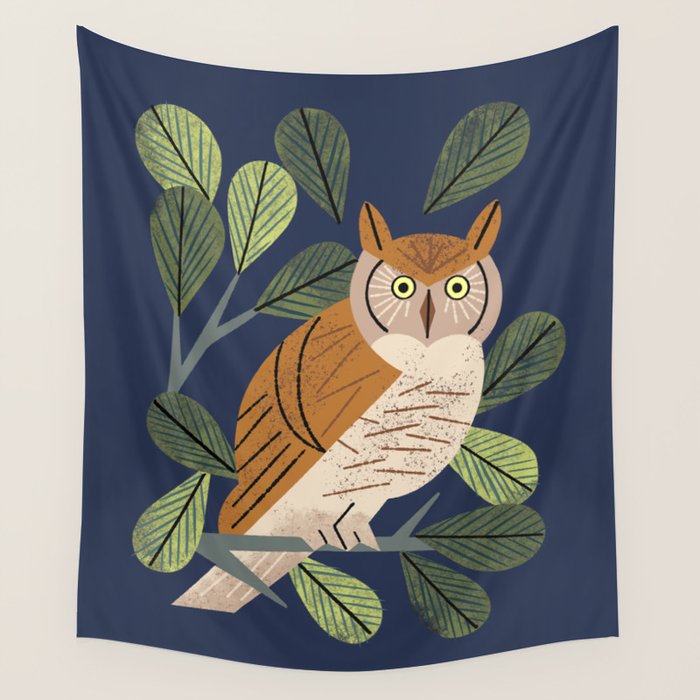 Perching Owl Wall Tapestry Gallery Image 4