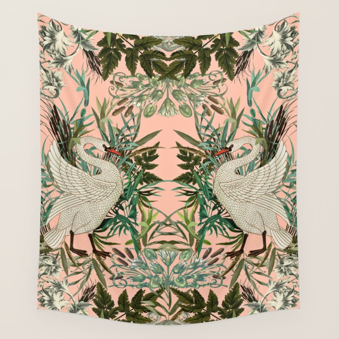 Romantic Swan Wall Tapestry Gallery Image 1