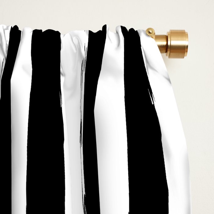 Black and White Cabana Stripes Palm Beach Preppy Window Curtain Gallery Image 2