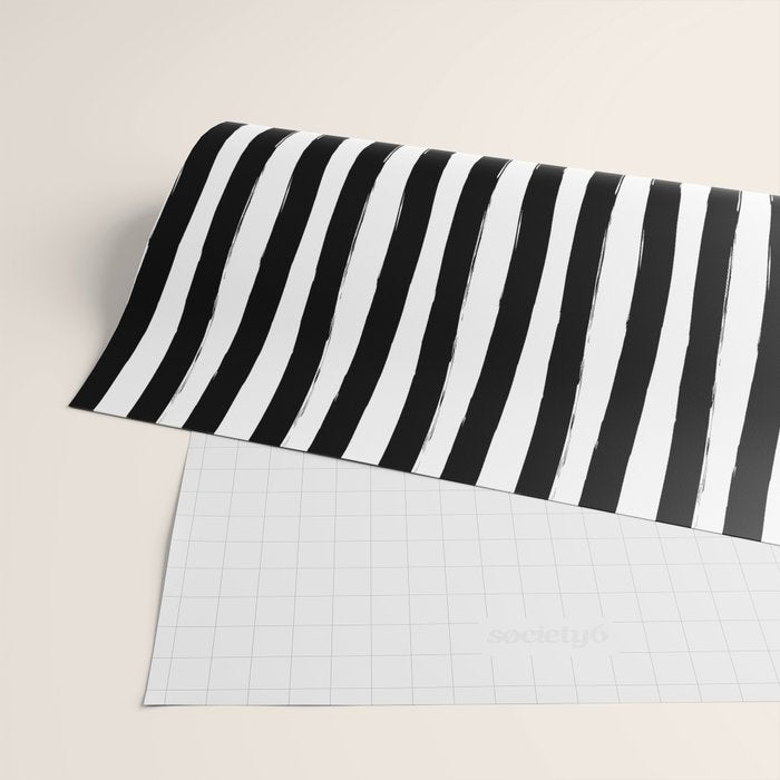Black and White Cabana Stripes Palm Beach Preppy Wrapping Paper Gallery Image 2