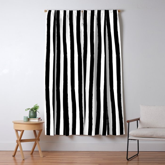 Black and White Cabana Stripes Palm Beach Preppy Window Curtain Gallery Image 5