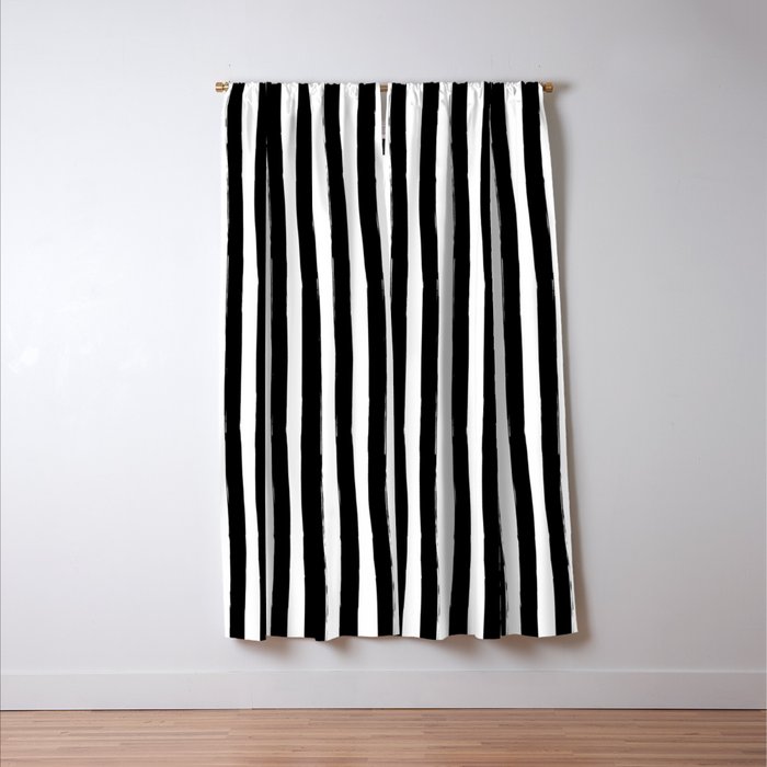 Black and White Cabana Stripes Palm Beach Preppy Window Curtain Gallery Image 3