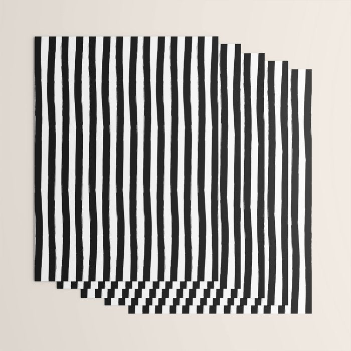 Black and White Cabana Stripes Palm Beach Preppy Wrapping Paper Gallery Image 3