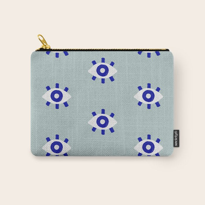 Evil Eye Dots - Mint & Navy Carry All Pouch Gallery Image 1