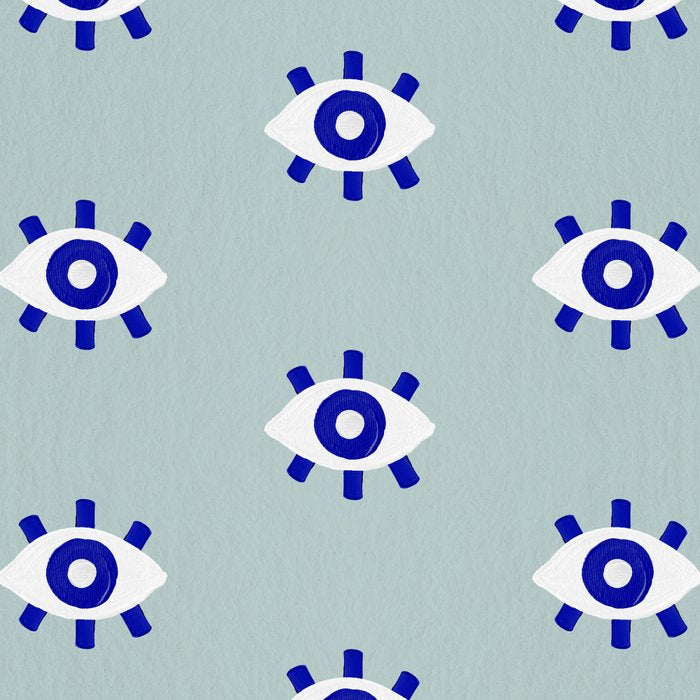 Evil Eye Dots - Mint & Navy Coffee Mug Gallery Image 2