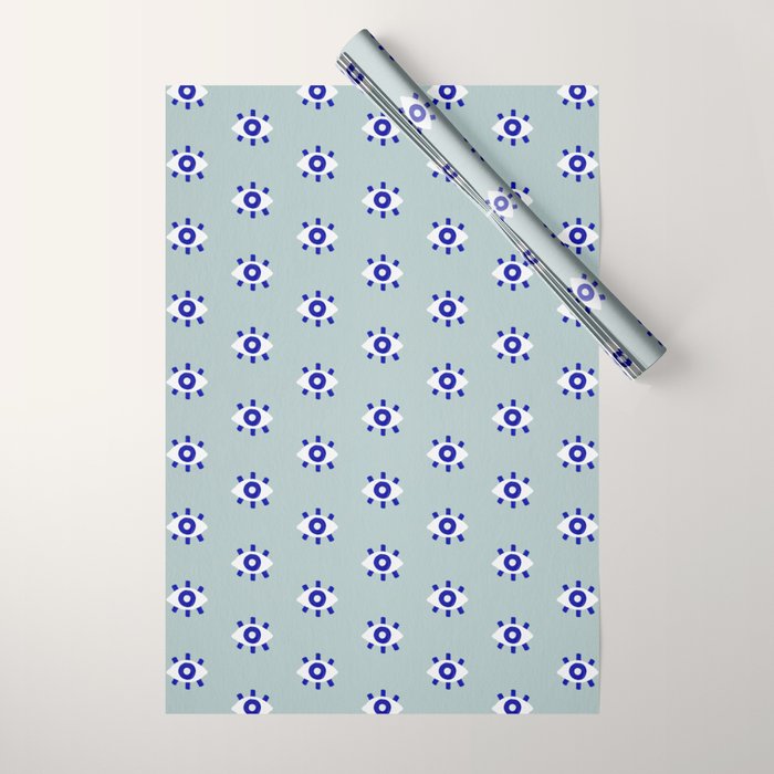 Evil Eye Dots - Mint & Navy Wrapping Paper Gallery Image 1