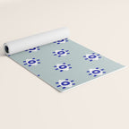 Evil Eye Dots - Mint & Navy Yoga Mat Gallery Image 2