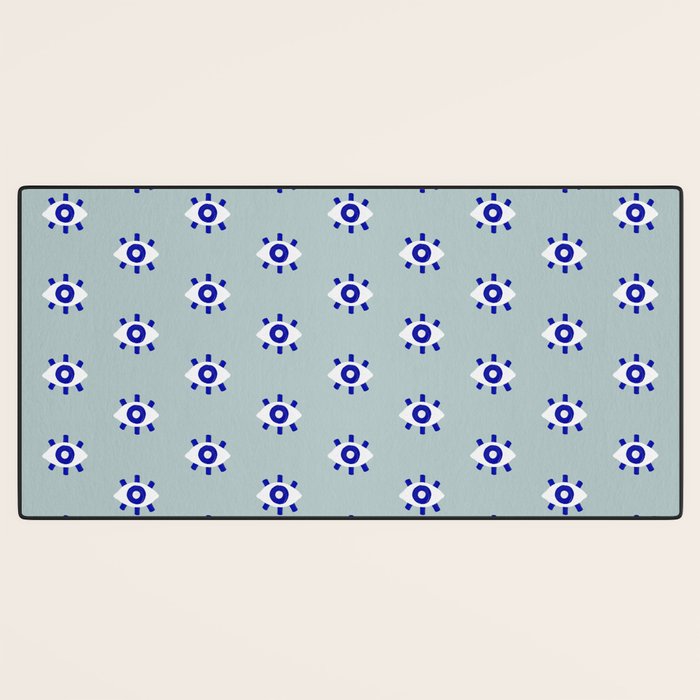 Evil Eye Dots - Mint & Navy Desk Mat Gallery Image 3