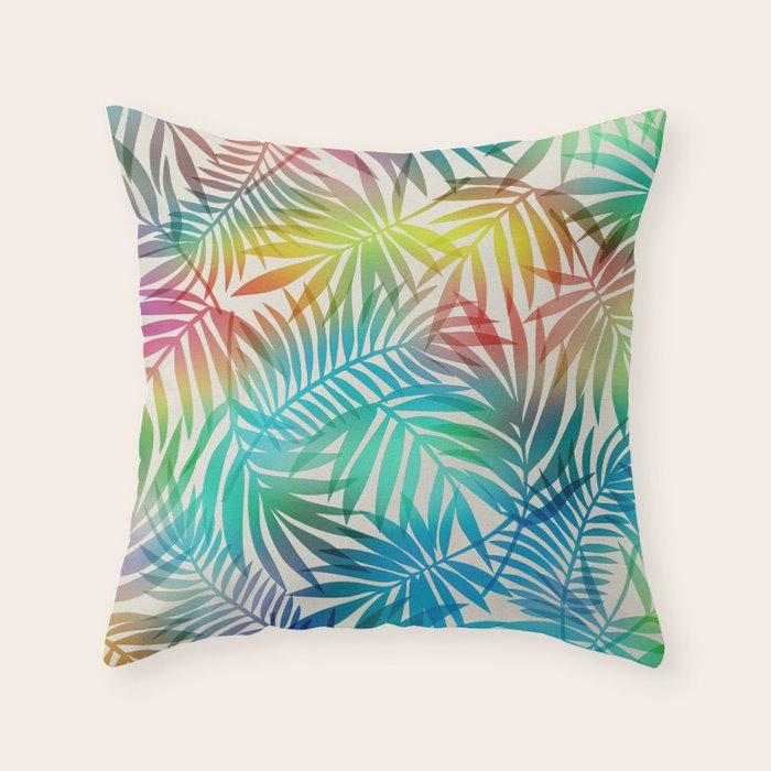Tropical Palm Leaves Throw Pillow Gallery Image 1