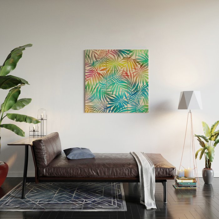 Tropical Palm Leaves Wood Wall Art Gallery Image 2