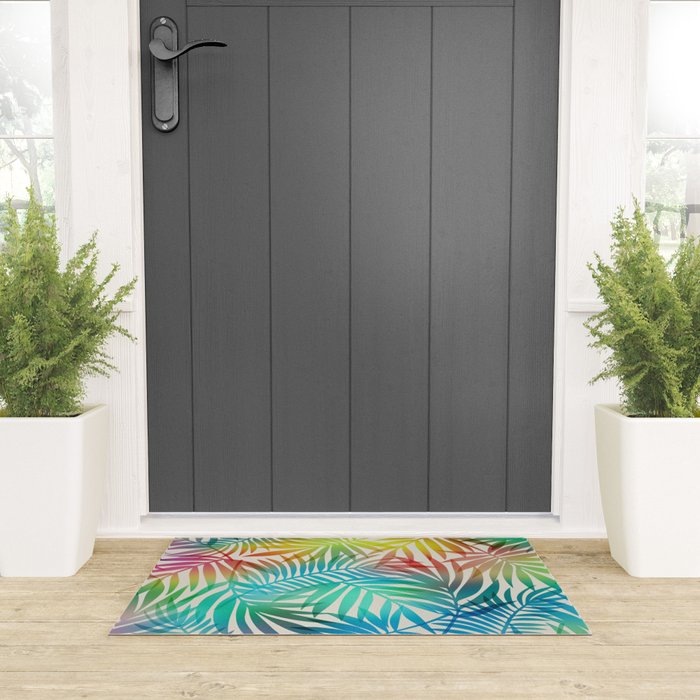 Tropical Palm Leaves Welcome Mat Gallery Image 3