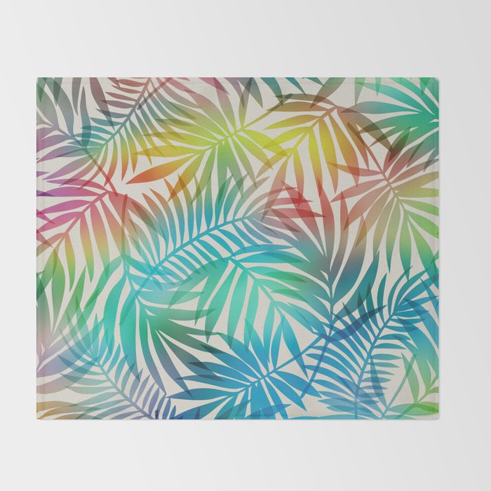 Tropical Palm Leaves Throw Blanket Gallery Image 2