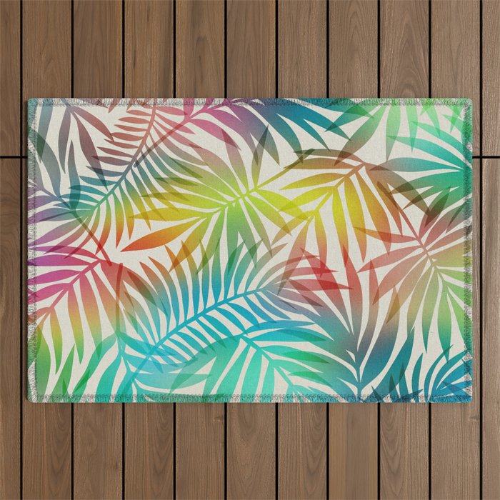 Tropical Palm Leaves Outdoor Rug Gallery Image 1