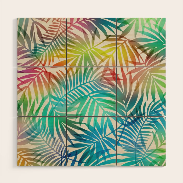 Tropical Palm Leaves Wood Wall Art Gallery Image 1