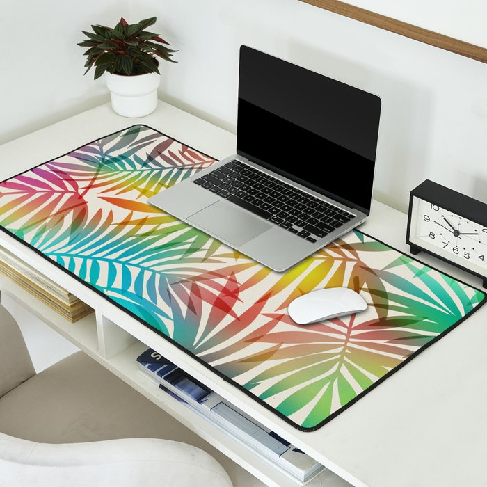 Tropical Palm Leaves Desk Mat Gallery Image 2
