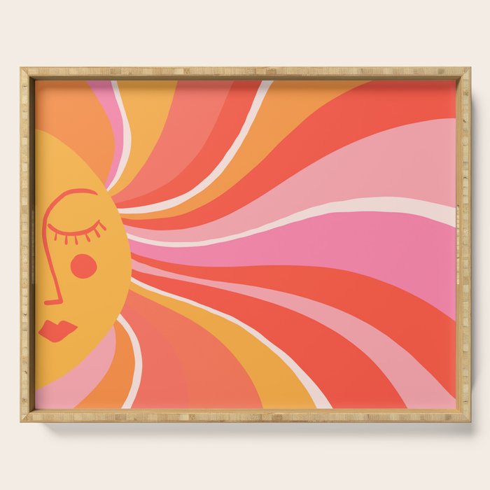Sunshine Swirl â Pink & Peach Palette Serving Tray Gallery Image 1