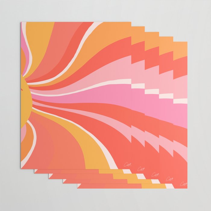 Sunshine Swirl â Pink & Peach Palette Wrapping Paper Gallery Image 3