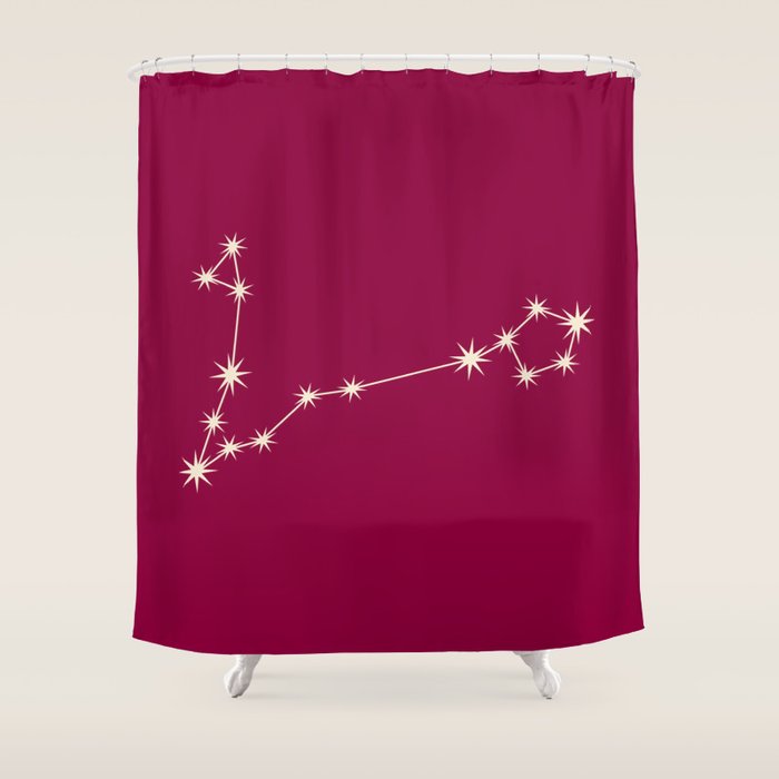 Pisces Zodiac Star Constellation Line Art Magenta Pink Shower Curtain Gallery Image 1