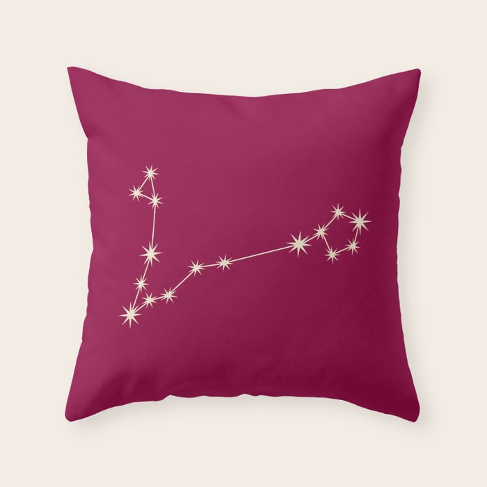 Pisces Zodiac Star Constellation Line Art Magenta Pink Throw Pillow Gallery Image 1