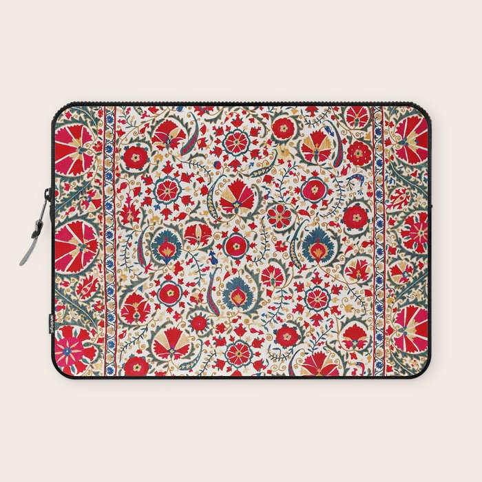 Bokhara  Antique Uzbek Suzani Embroidery Print Laptop Sleeve Gallery Image 1