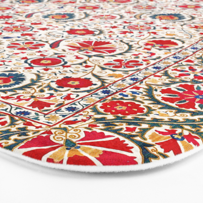Bokhara  Antique Uzbek Suzani Embroidery Print Bath Mat Gallery Image 3