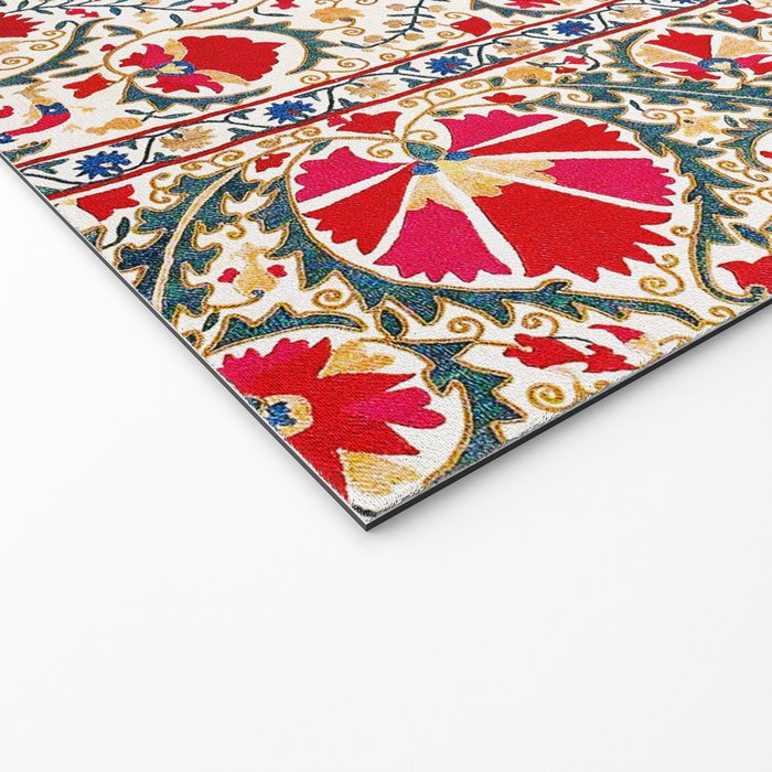 Bokhara  Antique Uzbek Suzani Embroidery Print Welcome Mat Gallery Image 2