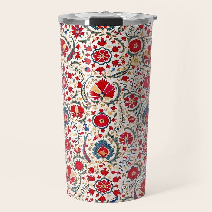 Bokhara  Antique Uzbek Suzani Embroidery Print Travel Mug Gallery Image 1