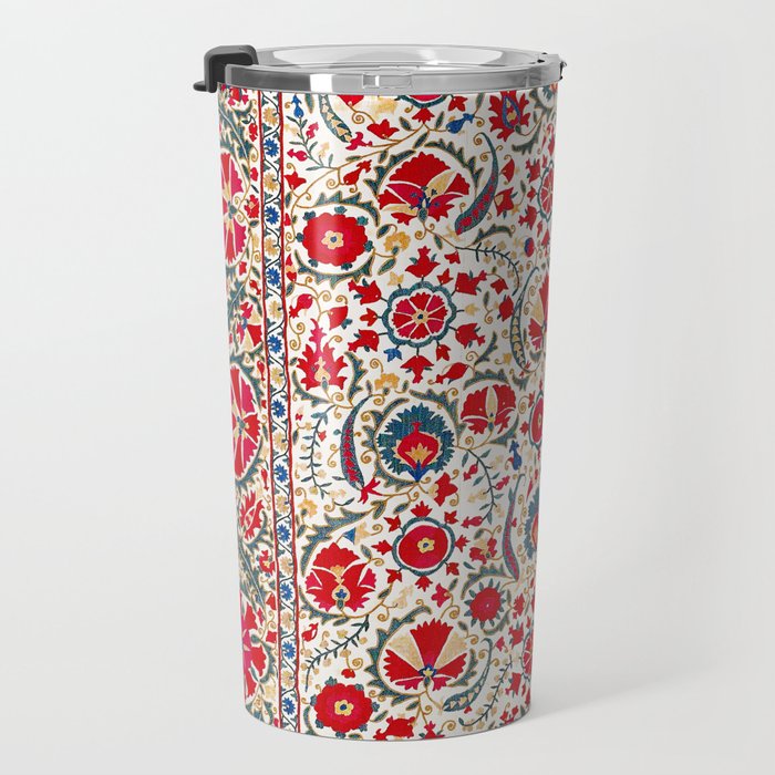 Bokhara  Antique Uzbek Suzani Embroidery Print Travel Mug Gallery Image 3