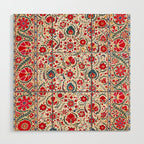 Bokhara  Antique Uzbek Suzani Embroidery Print Wood Wall Art Gallery Image 1