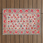 Bokhara  Antique Uzbek Suzani Embroidery Print Outdoor Rug Gallery Image 1