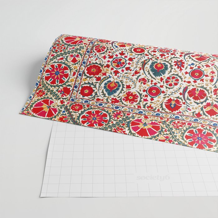 Bokhara  Antique Uzbek Suzani Embroidery Print Wrapping Paper Gallery Image 2