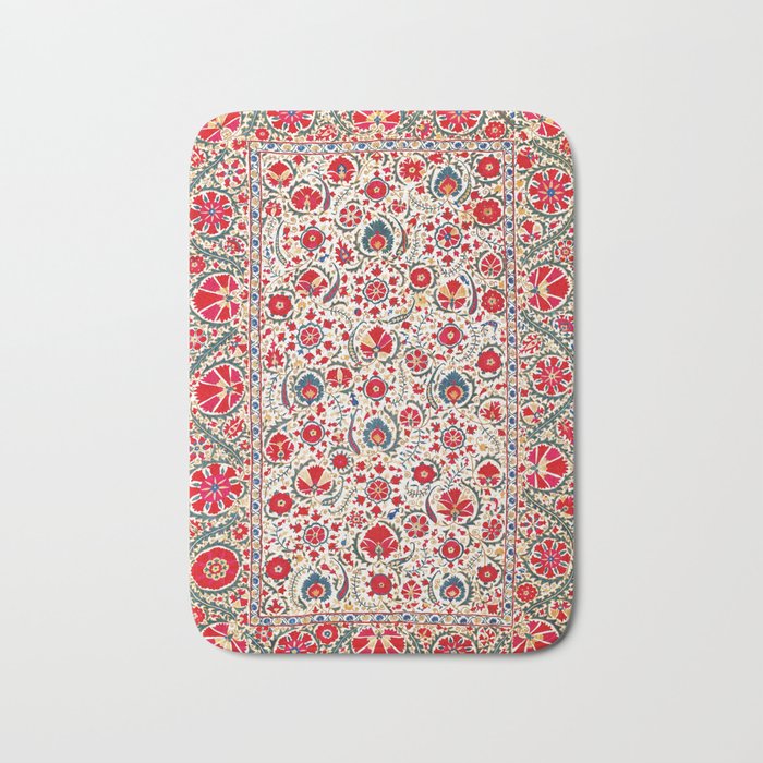 Bokhara  Antique Uzbek Suzani Embroidery Print Bath Mat Gallery Image 1
