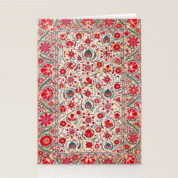 Bokhara  Antique Uzbek Suzani Embroidery Print Stationery Card Gallery Image 1