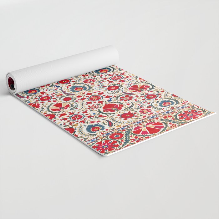 Bokhara  Antique Uzbek Suzani Embroidery Print Yoga Mat Gallery Image 2
