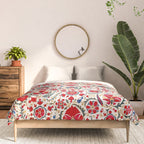 Bokhara  Antique Uzbek Suzani Embroidery Print Comforter Gallery Image 3